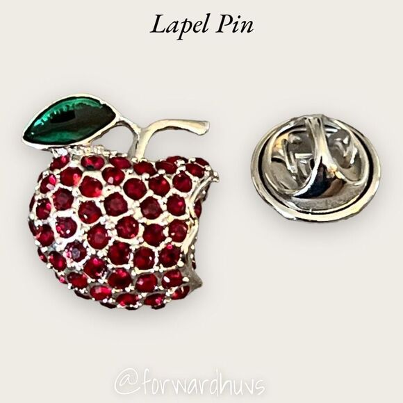 TC Rhinestone Embellished Apple Pin with Back - Picture 3 of 7